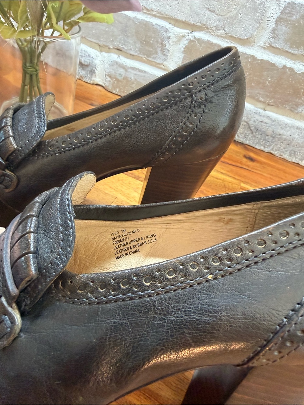 Frye Brown Leather Kiltie Fringe Platform Pumps - Picture 2 of 5